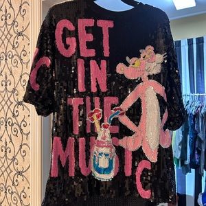 Pink panther black sequin mini dress